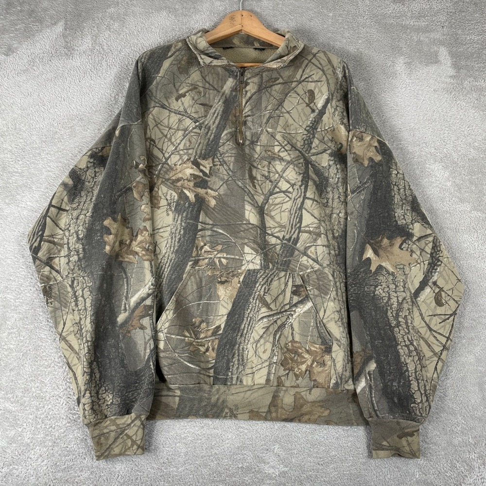 Realtree Hardwoods Sweatshirt Mens 2XL Brown Camo Hardwoods 20-200 Pullover